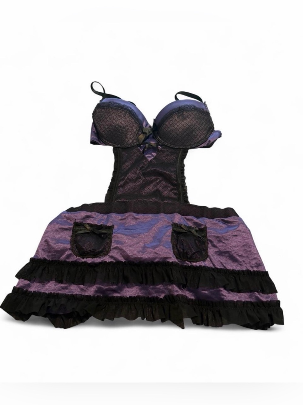 Native Purple and Black Lace Bustier Chemise